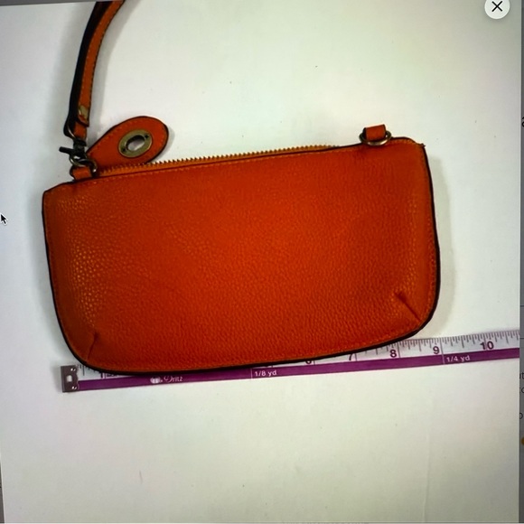 NWOT Just Millie orange leather Crossbody wristlet clutch - Picture 10 of 12